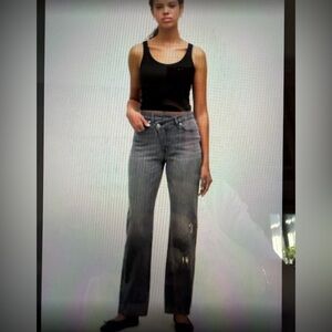 Madewell Gray 90s Straight Leg Crossover Denim Jeans, size 33